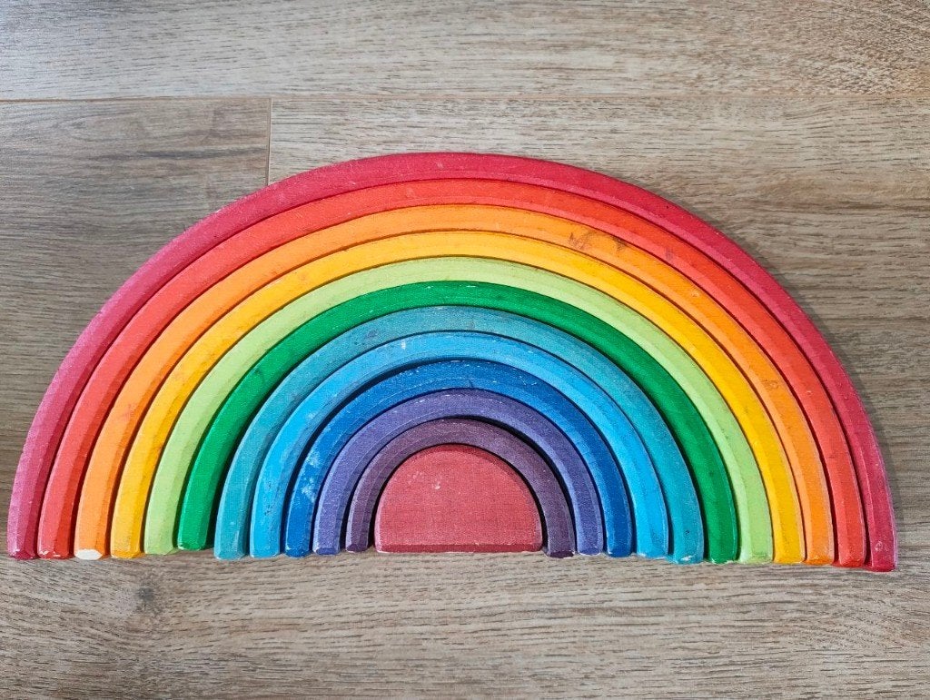 Grimms houten regenboog - Stapelblokken - Speelgoed, Ophalen of Verzenden, Gebruikt, Overige typen