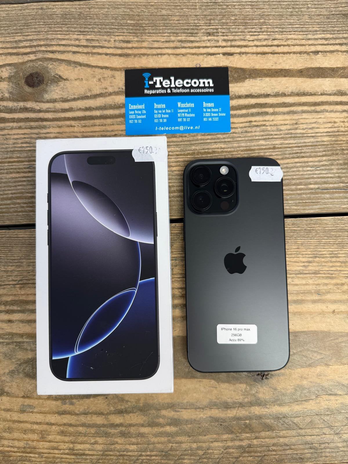 Iphone 16 pro max black 256 GB + garantie 89%, Ophalen of Verzenden, Zo goed als nieuw, Overige typen