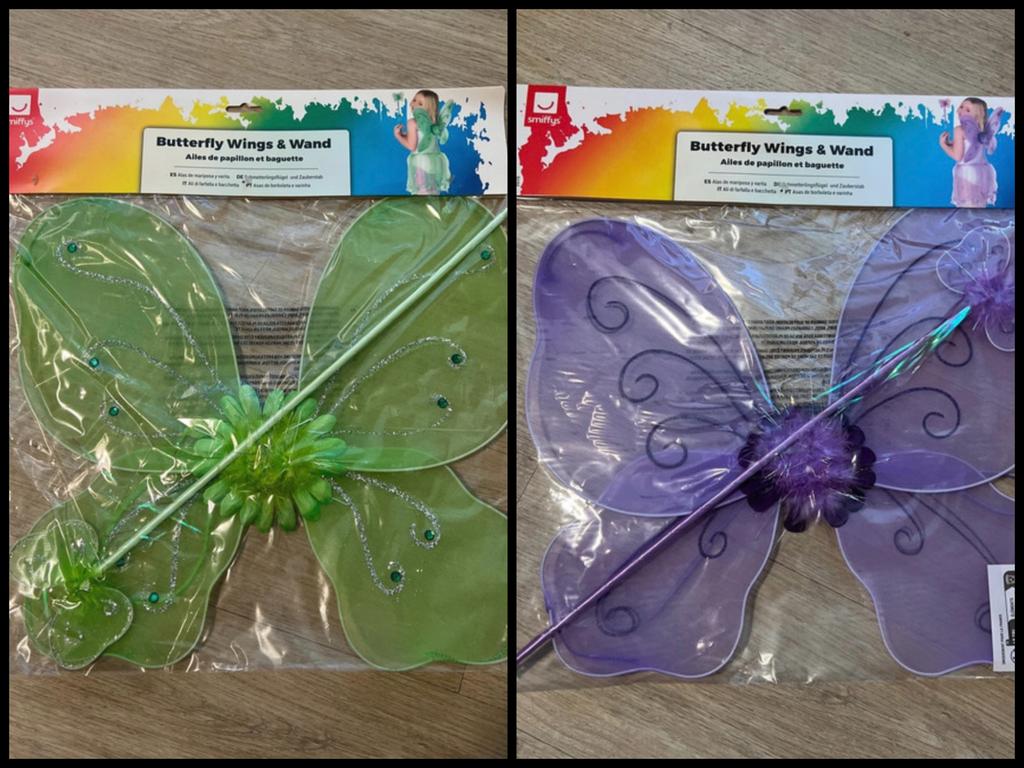 Kinder Vlindervleugels met Staf - Paars of Groen, Ophalen of Verzenden, Nieuw, Meisje
