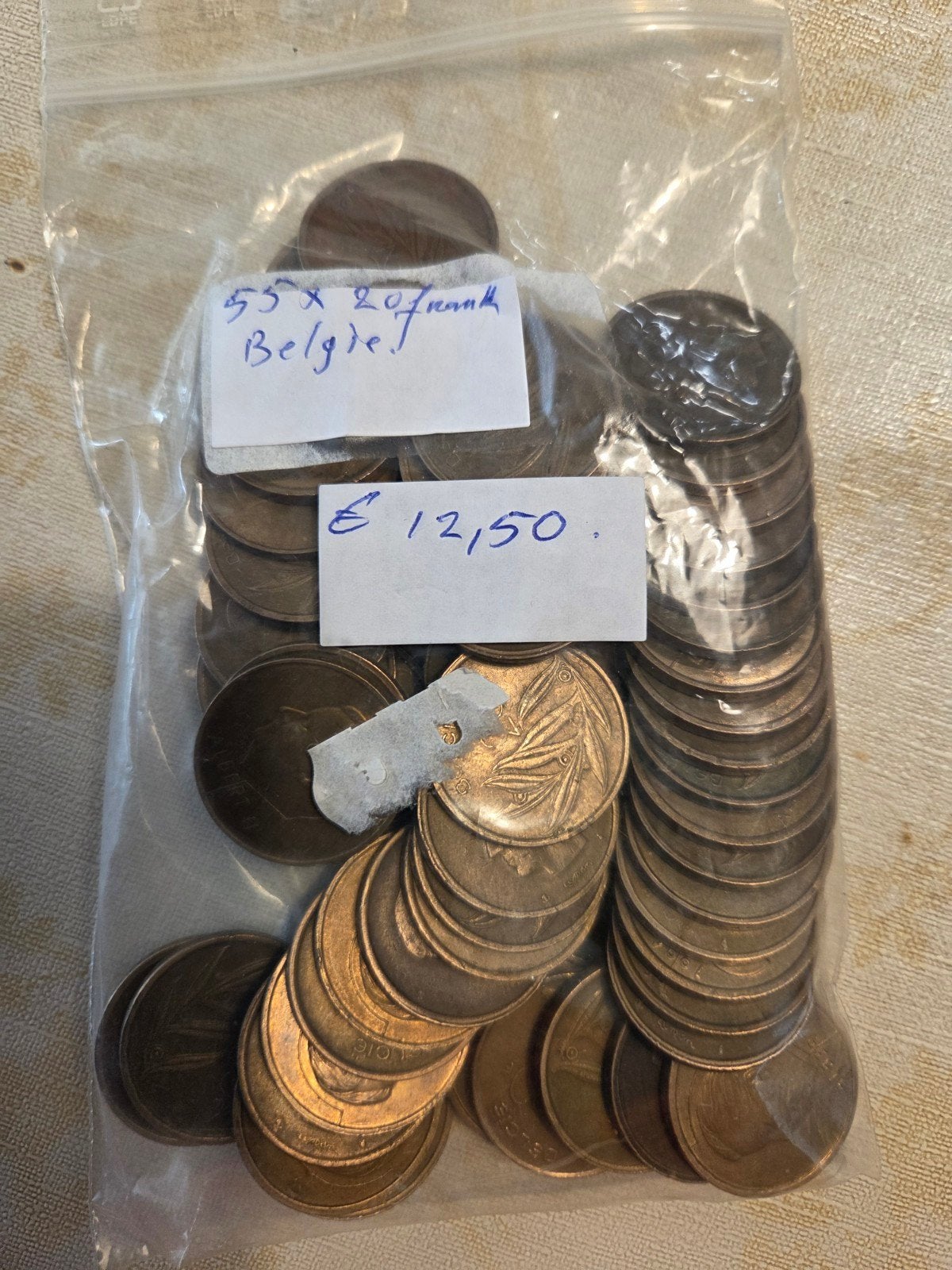 55x 20 frank België munten, Postzegels en Munten, Ophalen of Verzenden, Brons, Setje