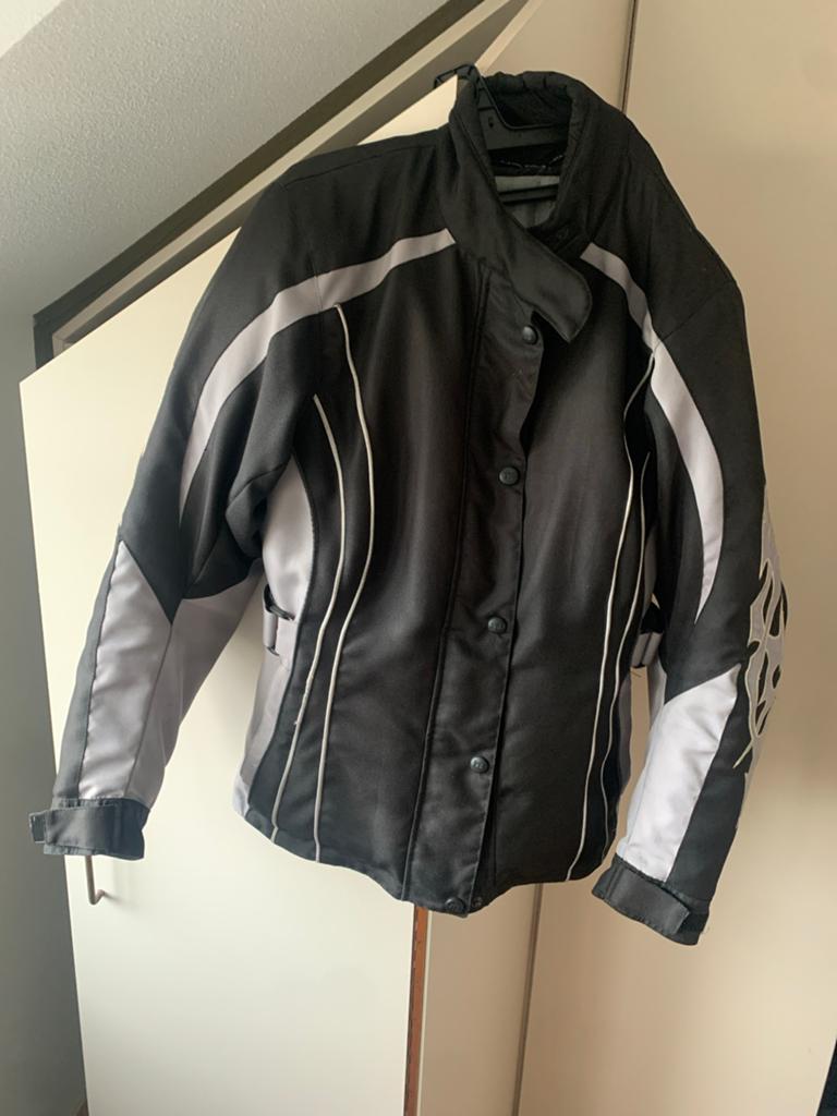 Dames motorjas JTS - Zwart/Grijs met tribal details, Motoren, Kleding | Motorkleding, Ophalen of Verzenden, Tweedehands, Dames