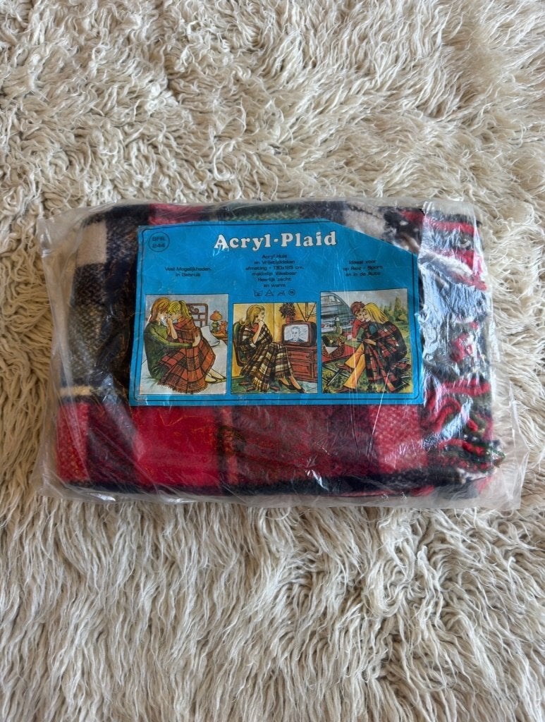 Vintage geblokte plaid, nieuw in originele verpakking, -, -, Nieuw, Ophalen of Verzenden