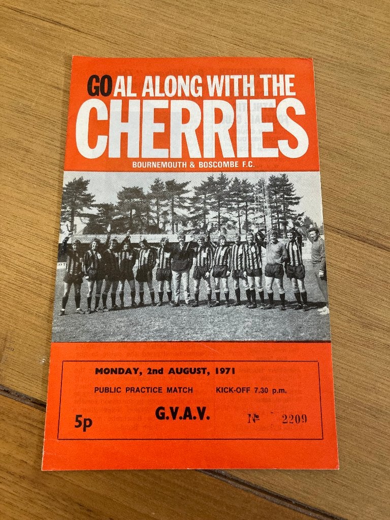 Programma Bournemouth - GVAV (Groningen) 2 augustus 1971, Ophalen of Verzenden, Gebruikt, Boek of Tijdschrift