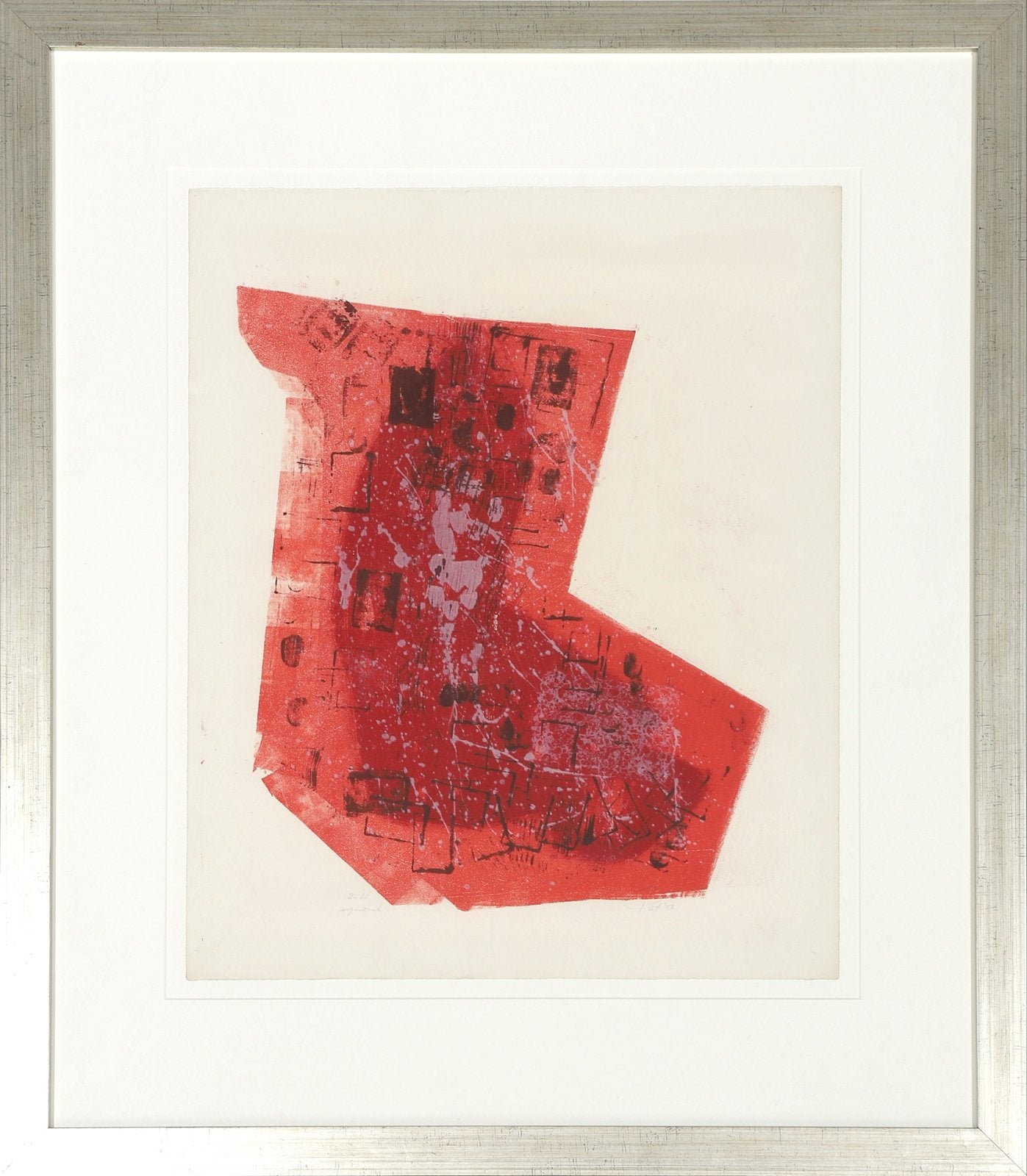 Abstracte rode kunstprint in lijst, Piet van Stuivenberg, Ophalen of Verzenden