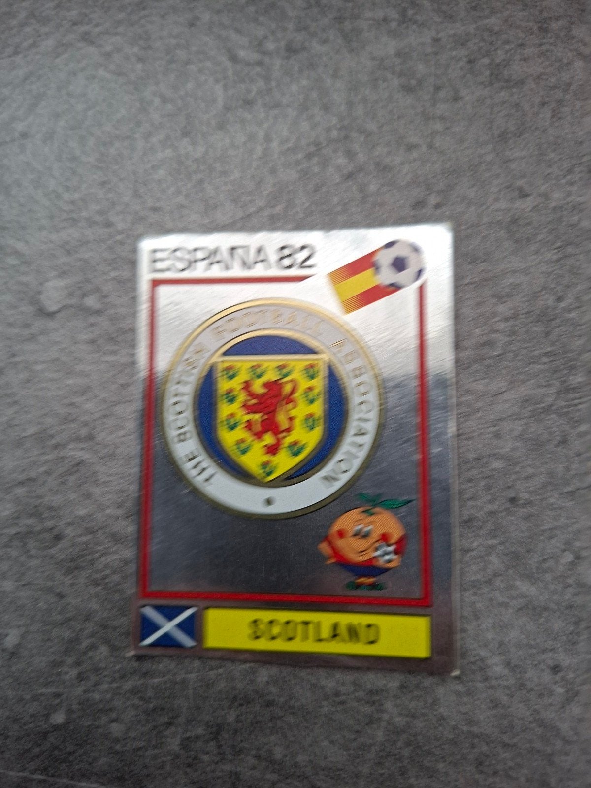 Panini sticker WK 82 Espana. Embleem Schotland., Verzenden, Zo goed als nieuw, Sticker