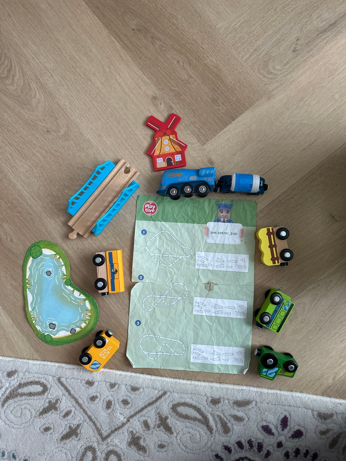 Houten Treinset met Accessoires en Opbergbox, Ophalen, Gebruikt, Overige typen
