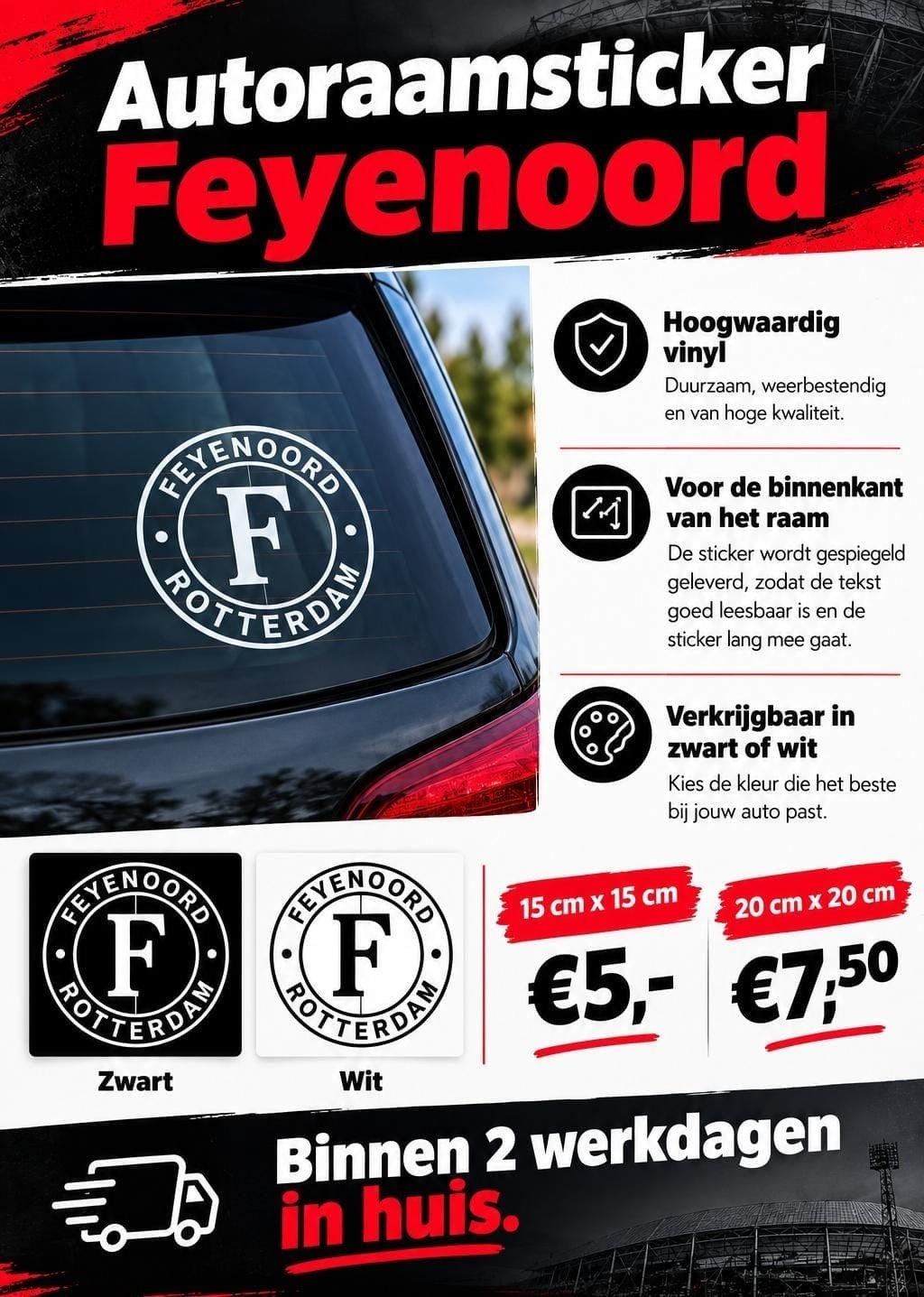 Feyenoord autoraamsticker, Sport en Fitness, Maat XS of kleiner, Ophalen of Verzenden, Nieuw, Overige typen