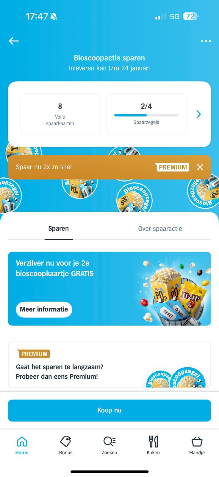 Ah bioscoopkaartje, Eén persoon, Kortingsbon