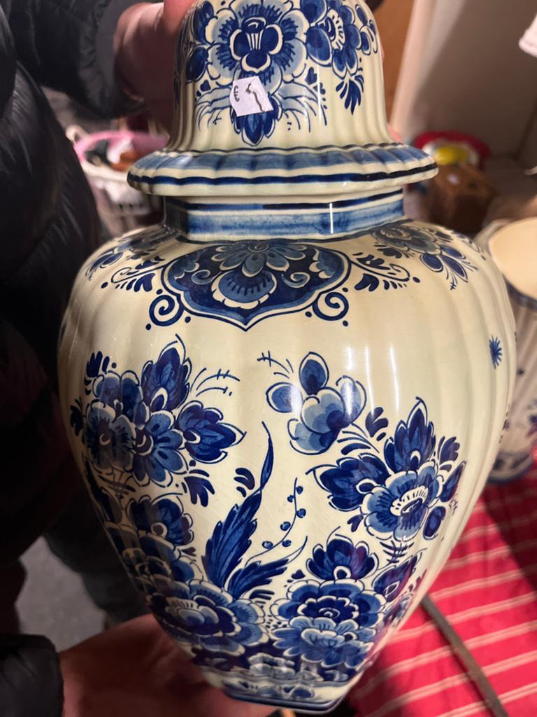 Delfts Blauwe Gemberpot met Deksel - Vintage Decoratie, Ophalen of Verzenden