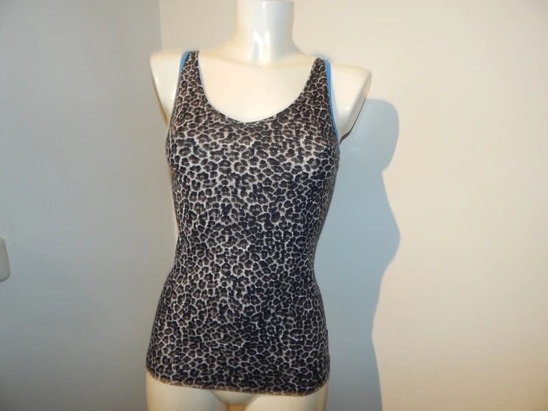 Marccain leopard print top koel blauwe accenten N2/S