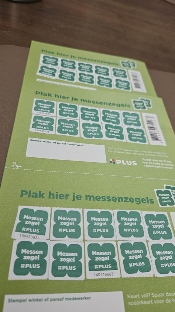 3 volle spaarkaarten voor de plus messen, Verzamelen, Ophalen of Verzenden