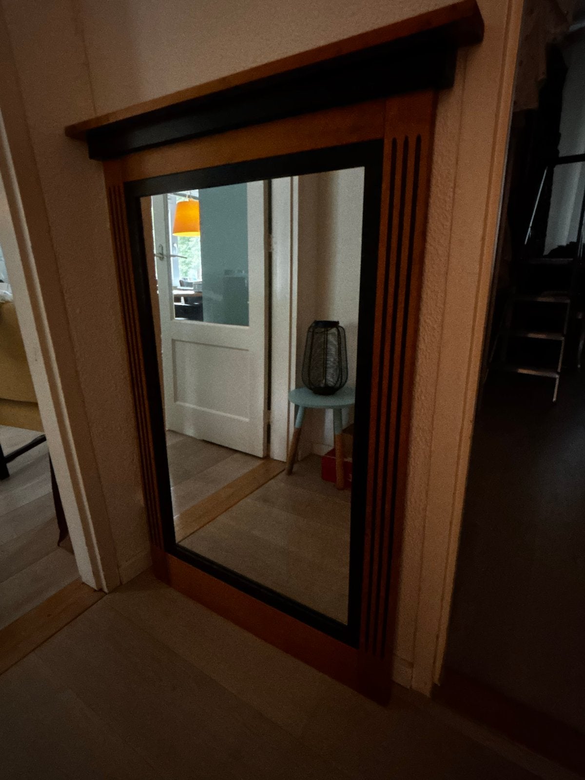 Grote spiegel met houten lijst, Huis en Inrichting, Ophalen, Gebruikt, 100 tot 150 cm, 75 tot 100 cm