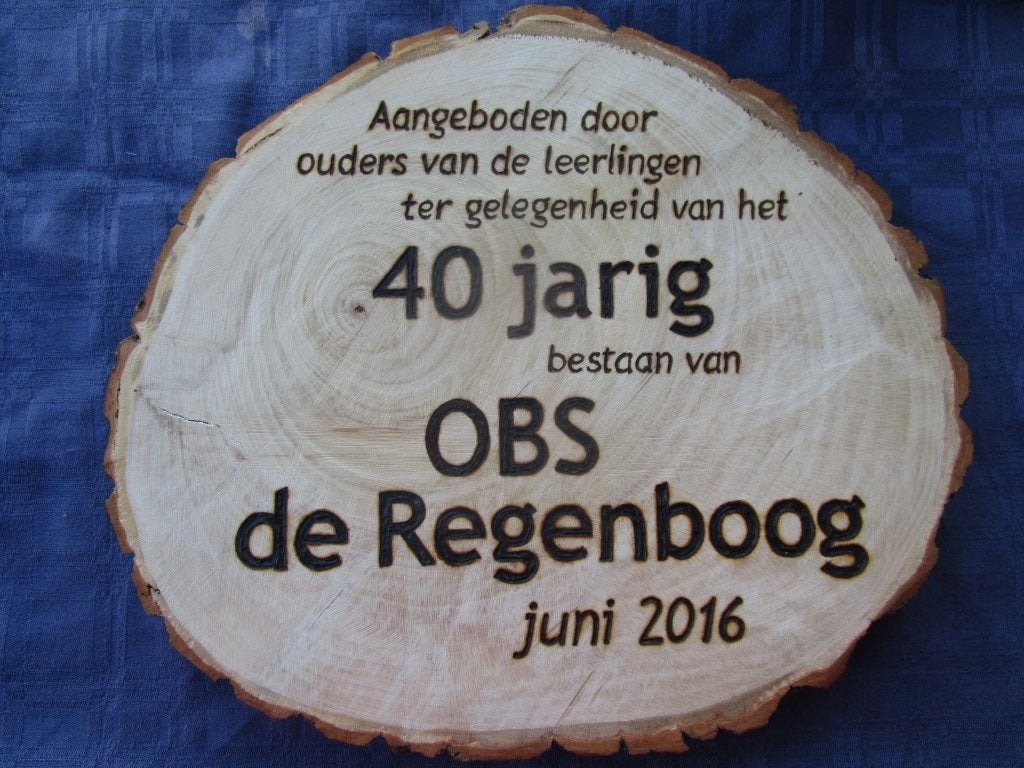 plaquette logo voor school of bedrijf PYROGRAFIE creamar, Overige stijlen, Ophalen of Verzenden, Nieuw, Overige typen