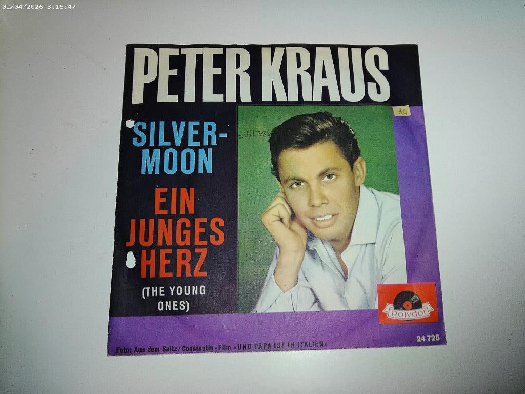 peter Kraus - Silver Moon / Ein junges Herz, Gebruikt, 7 inch, Single, Ophalen of Verzenden