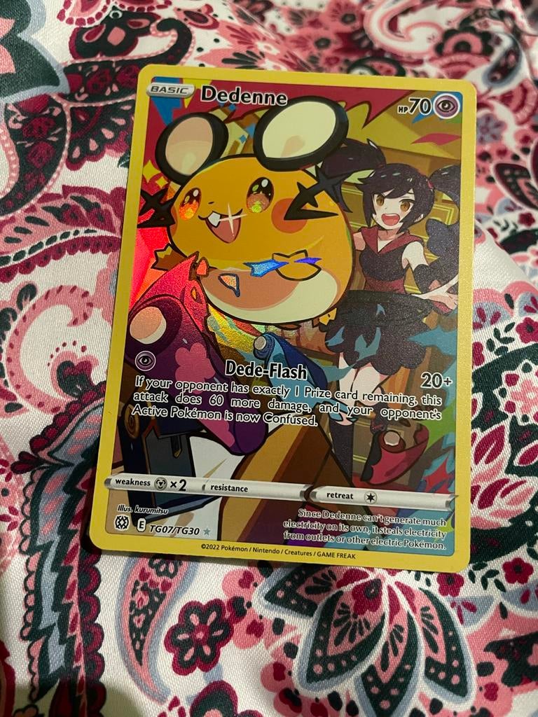 Pokémon Dedenne TG07/TG30 kaart, Ophalen of Verzenden, Gebruikt, Losse kaart, Foil
