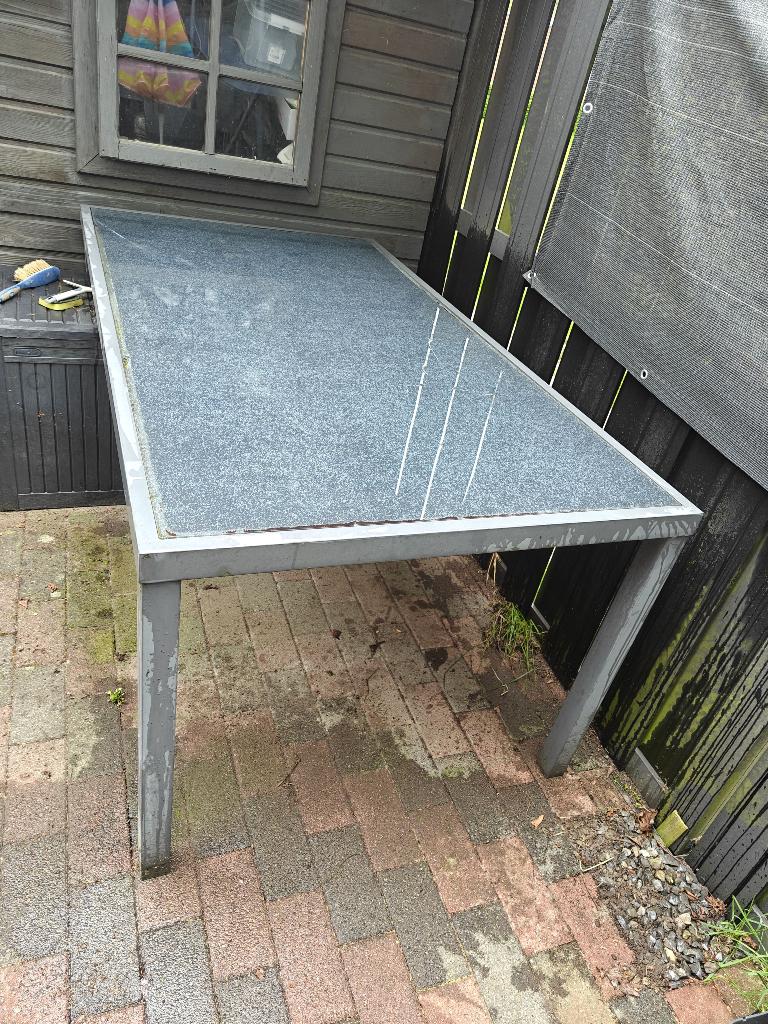 Tuintafel met glasblad, Ophalen, Gebruikt, Rechthoekig, Overige materialen