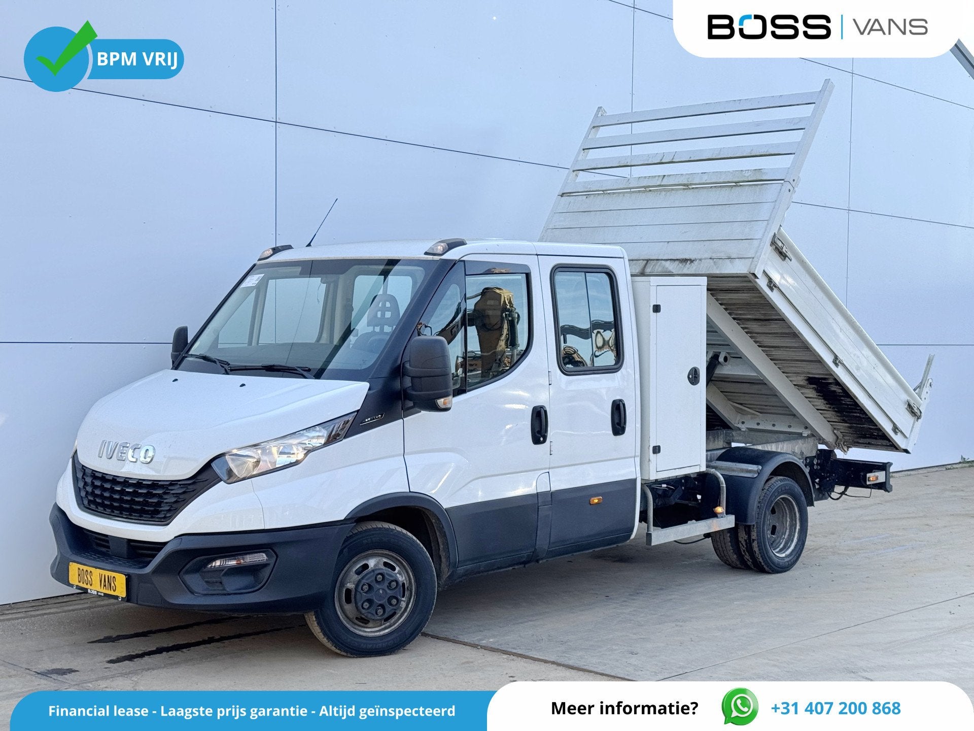 Iveco Daily 35C14 2.3 Kipper Dubbele Cabine Dubbellucht 3,5t, Gebruikt, Zwart, Iveco, Wit
