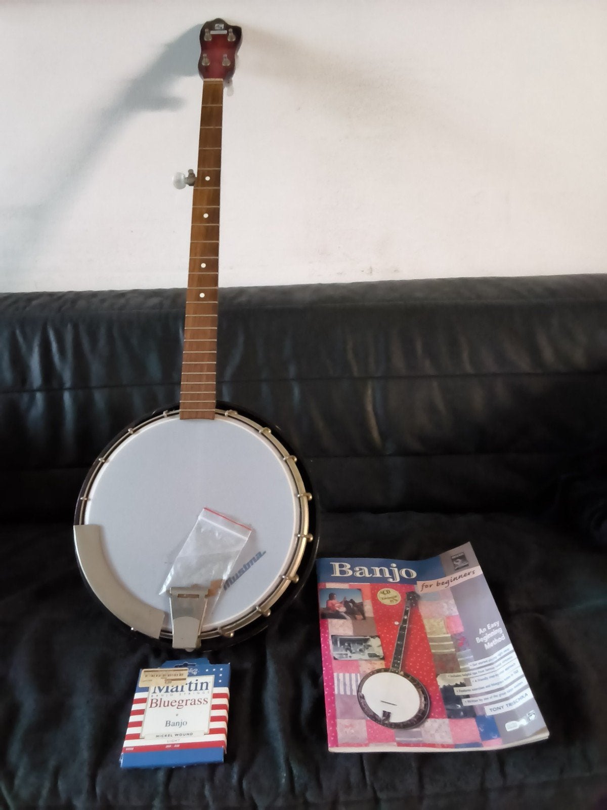 5-snarige Banjo uit DDR met leerboek en snaren, Muziek en Instrumenten, Ophalen