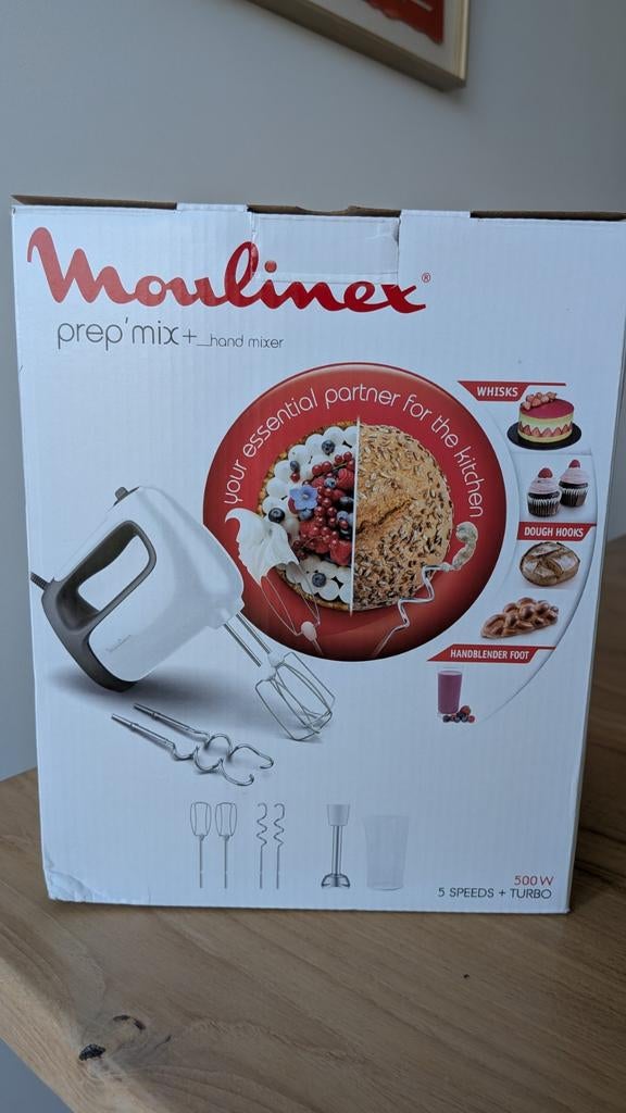 Moulinex prep'mix + hand mixer 500 watts, Ophalen of Verzenden, Zo goed als nieuw, 3 snelheden of meer