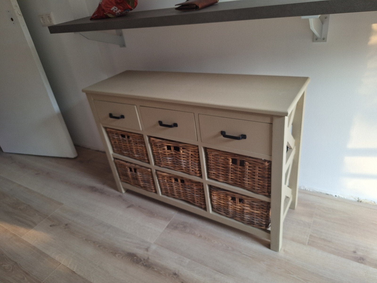 kast met 3 laden en 6 rieten manden, Ophalen, Gebruikt, Overige materialen, 100 tot 150 cm