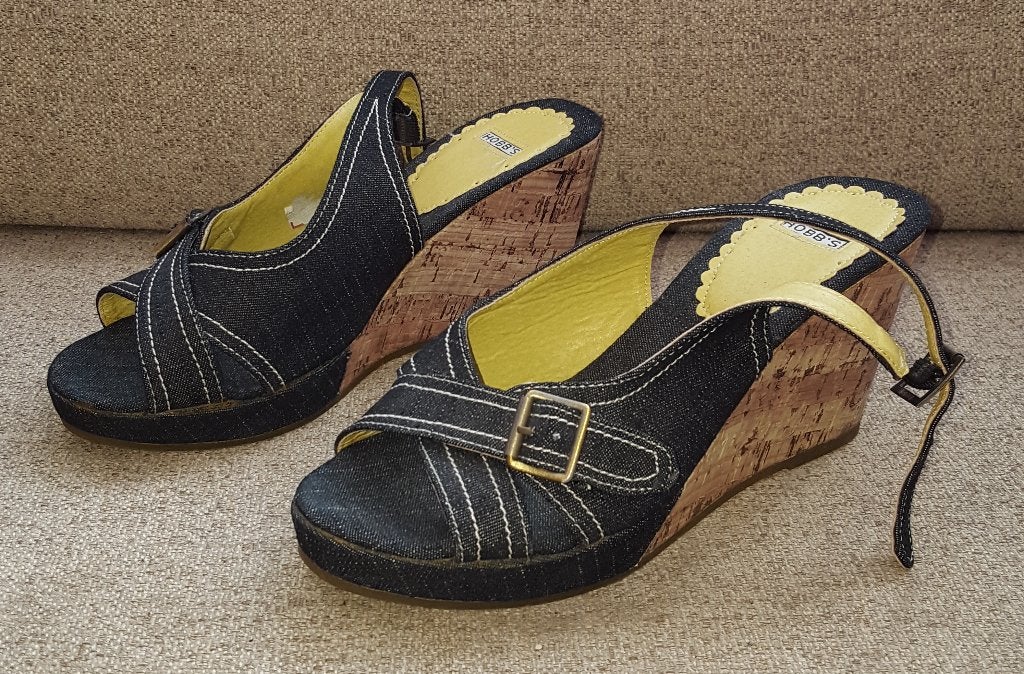 Hobb's hobbs denim sleehak sandalen mt 37 als nieuw nr 45307, Hobb's, Blauw, ., Hobb's