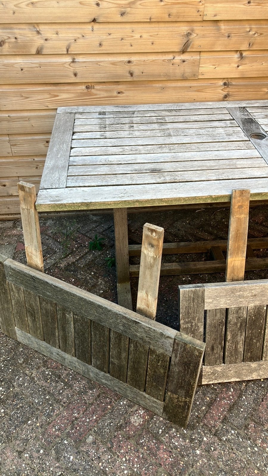 Teak and garden tafel, Ophalen, Gebruikt, Rechthoekig, Hout