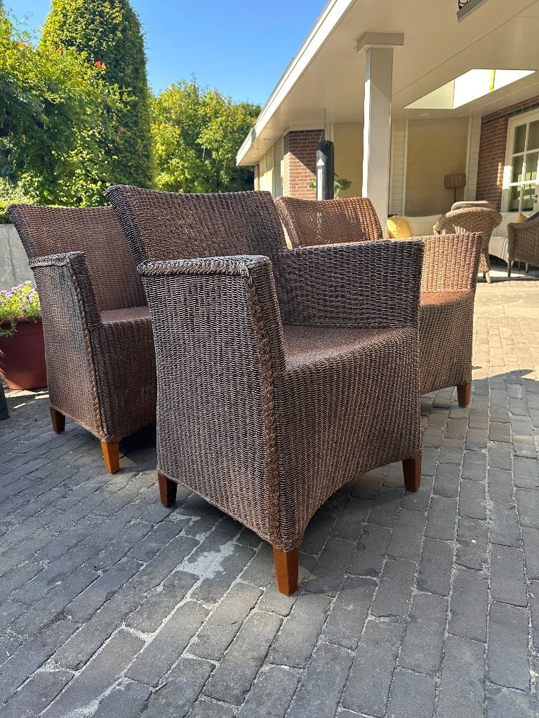 4 stuks rotan stoelen, Huis en Inrichting, Stoelen, Ophalen, Gebruikt, Bruin, Riet of Rotan