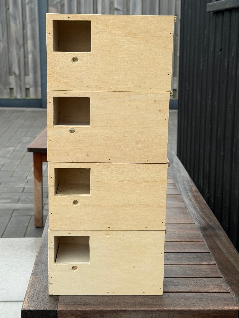 4 Nestblokken voor gouldamadines, Dieren en Toebehoren, Vogels | Hokken en Kooien, Ophalen, Zo goed als nieuw, Hout, Overige typen