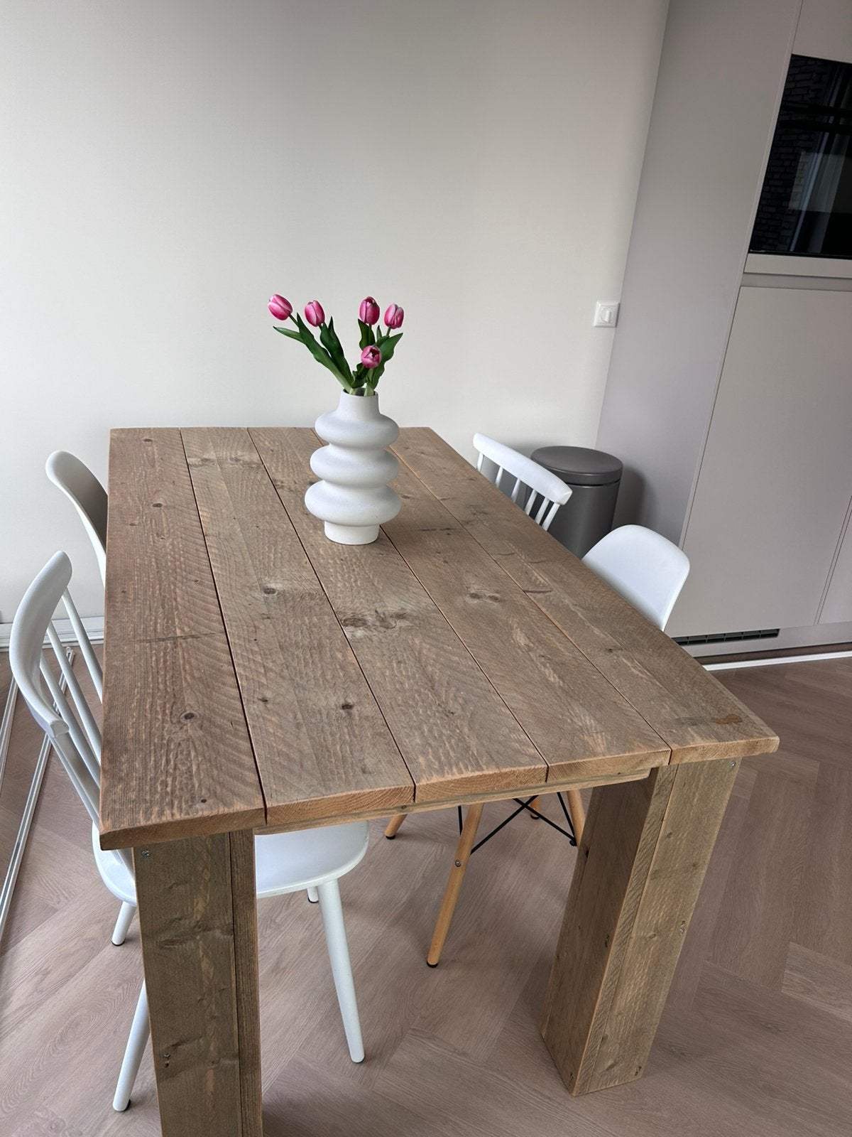 Houten tafel (steigerhout) onbewerkt. Goede staat., Ophalen, 200 cm of meer, 50 tot 100 cm, Zo goed als nieuw