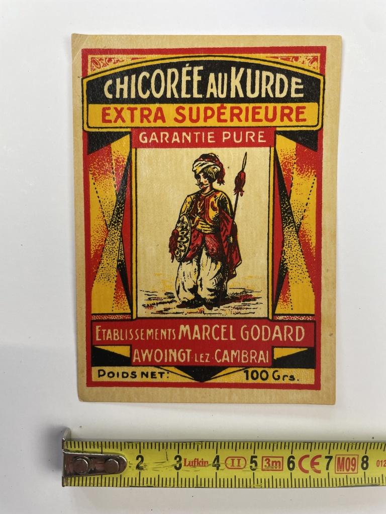 oud etiket voor koffie Chicoree au Kurde, Ophalen of Verzenden, Gebruikt, Overige typen