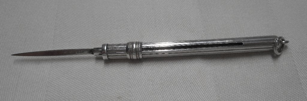 Zilveren antieke uitschuifbare tandenstoker nr.175, Verzenden, Zilver