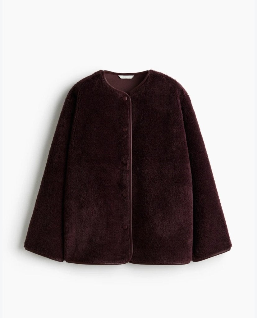 H&M bordeaux rood teddy jack maat M (oversized), Maat 38/40 (M), H&M, Nieuw, Ophalen of Verzenden