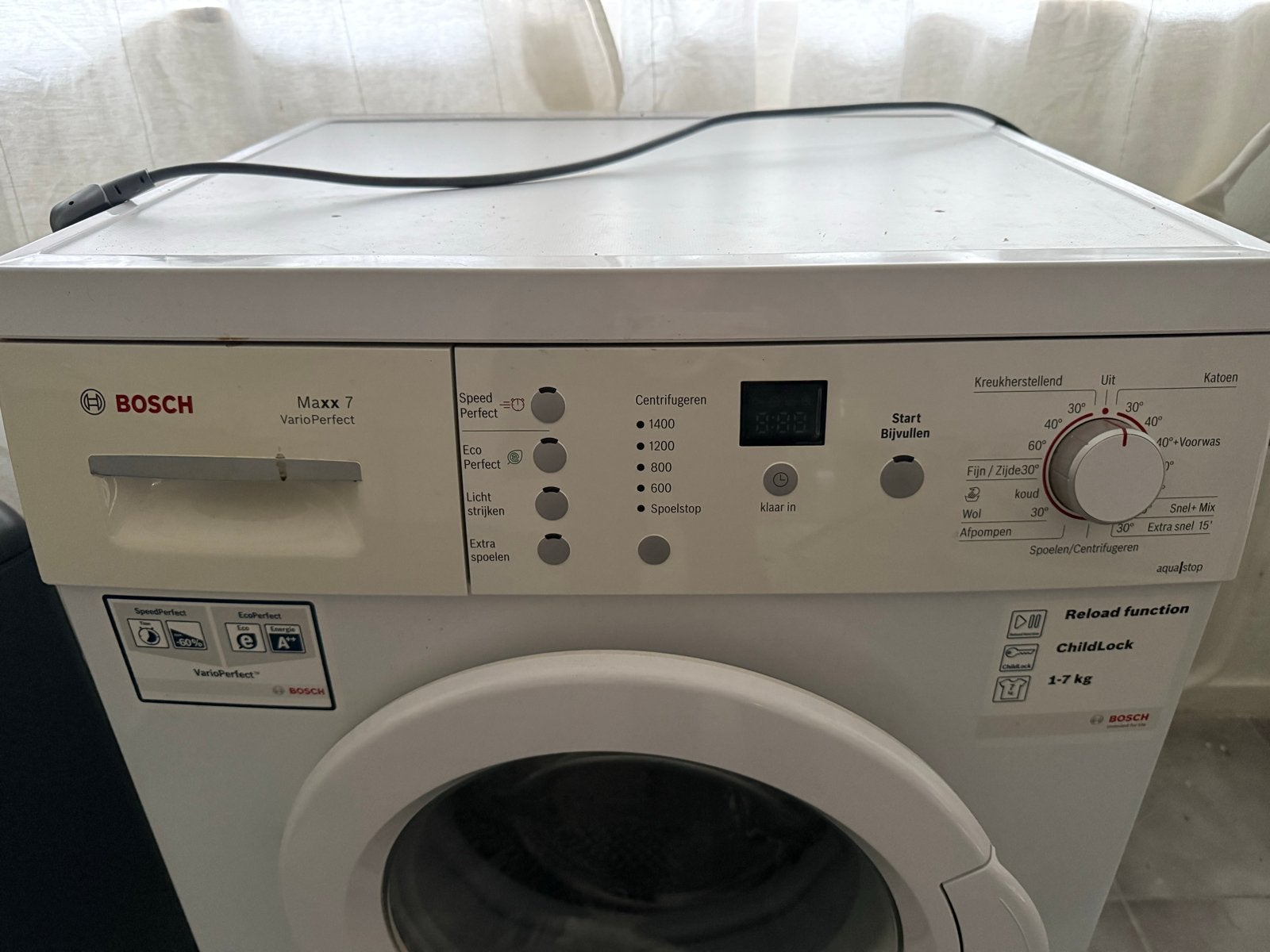 Bosch Maxx 7 VarioPerfect Wasmachine - 7 kg, Ophalen, Gebruikt, Voorlader, Kort programma
