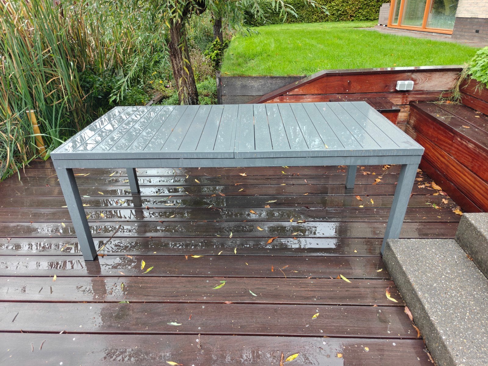 Grote rechthoekige tuintafel van aluminium, Tuin en Terras, Ophalen, Gebruikt, Rechthoekig, Aluminium