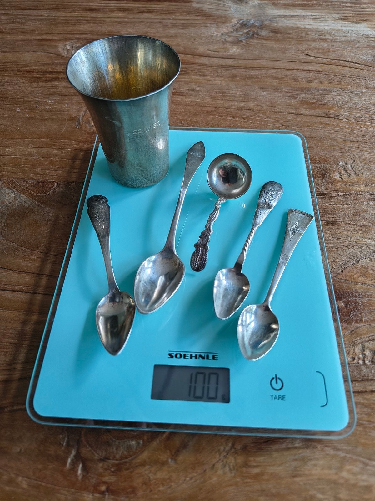 Antieke Zilveren Lepels en Beker - 100 gram zilver, Antiek en Kunst, Ophalen of Verzenden, Zilver