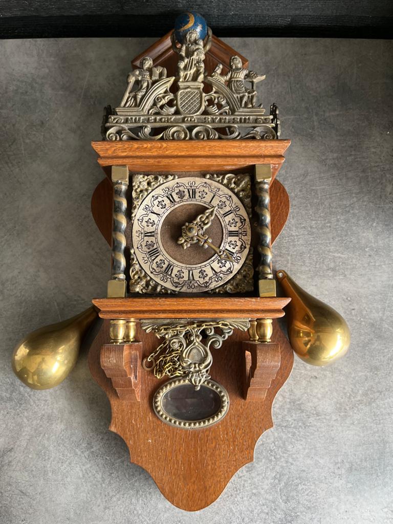 Antieke Wandklok met Gewichten - Decoratieve Klok, Ophalen