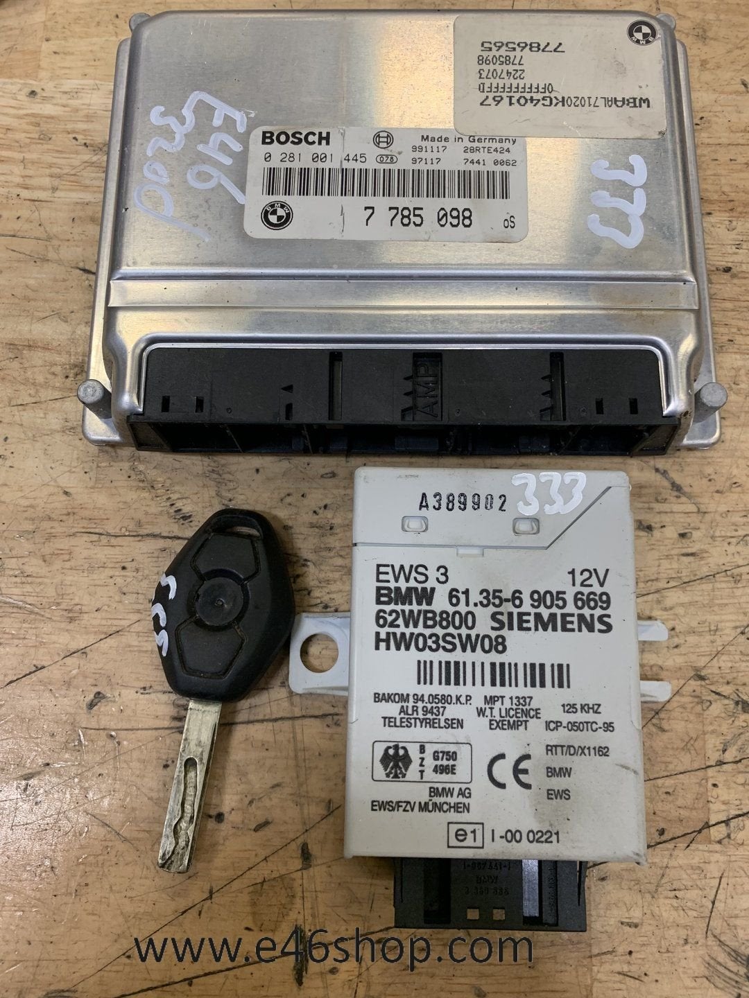 ECU EWS SLEUTEL SET BMW E46 320D OE 7786565 7785098 2247073, Auto-onderdelen, Elektronica en Kabels, Gebruikt, -, -, Ophalen of Verzenden