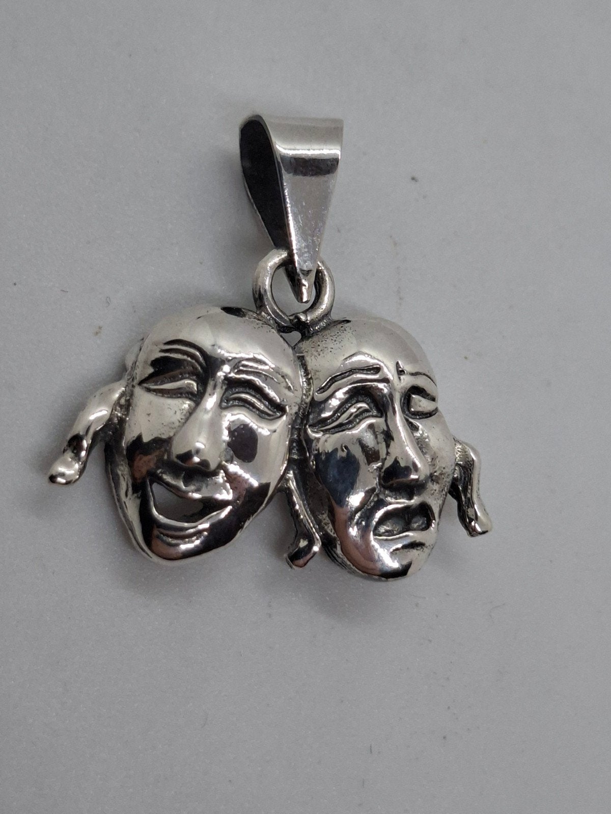 Zilveren Kettinghanger Theatermaskers 925, Overige voorstellingen, Ophalen of Verzenden, Zo goed als nieuw, Zilver