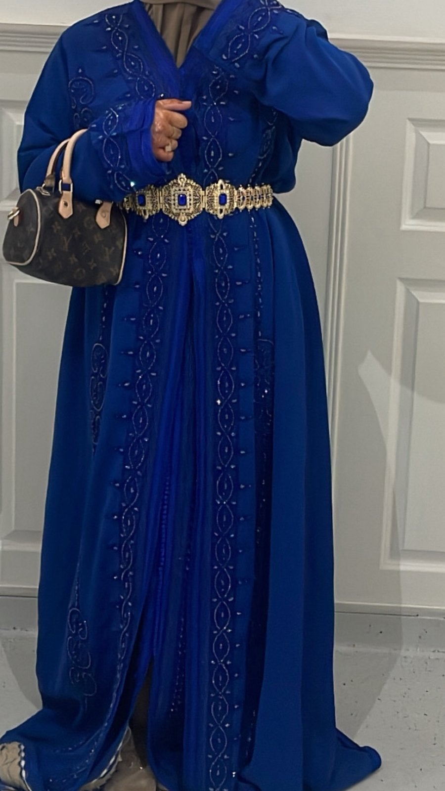 Donkerblauwe takshita, Kleding | Dames, Gelegenheidskleding, Ophalen of Verzenden, Zo goed als nieuw, Blauw, Overige typen