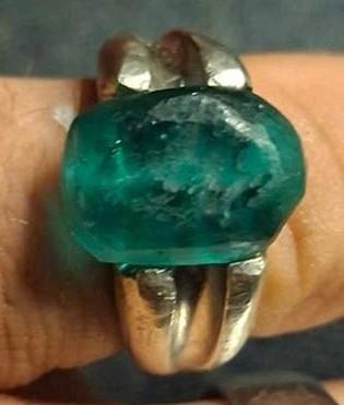 Sterlingzilveren ring met Smaragd 6.75k edelsteen.Van Dyk, Ophalen of Verzenden, Zilver, Zilver, Dame of Heer
