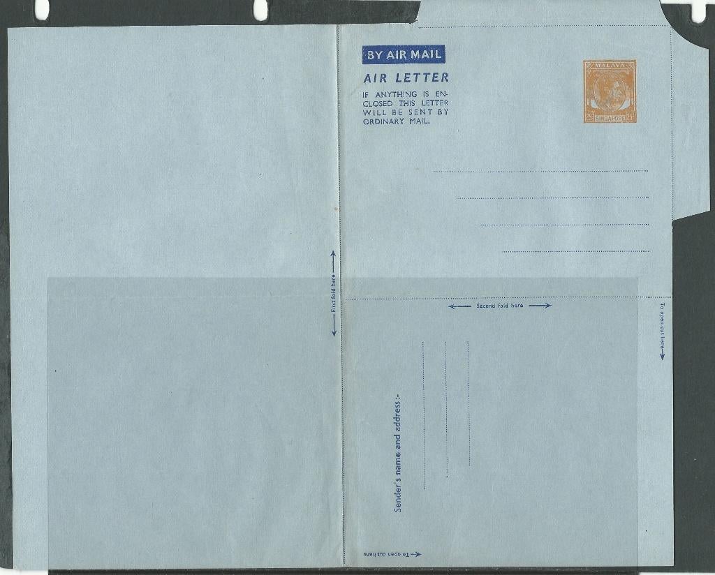 SINGAPORE-MALAYA 1951 G.VI. 25c. deep yellow Airletter, MINT, Verzenden, Postfris, Zuidoost-Azië