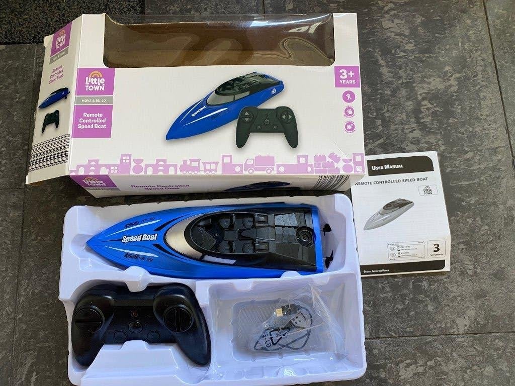 Little Town RC Speedboot - Blauw, Zo goed als nieuw
