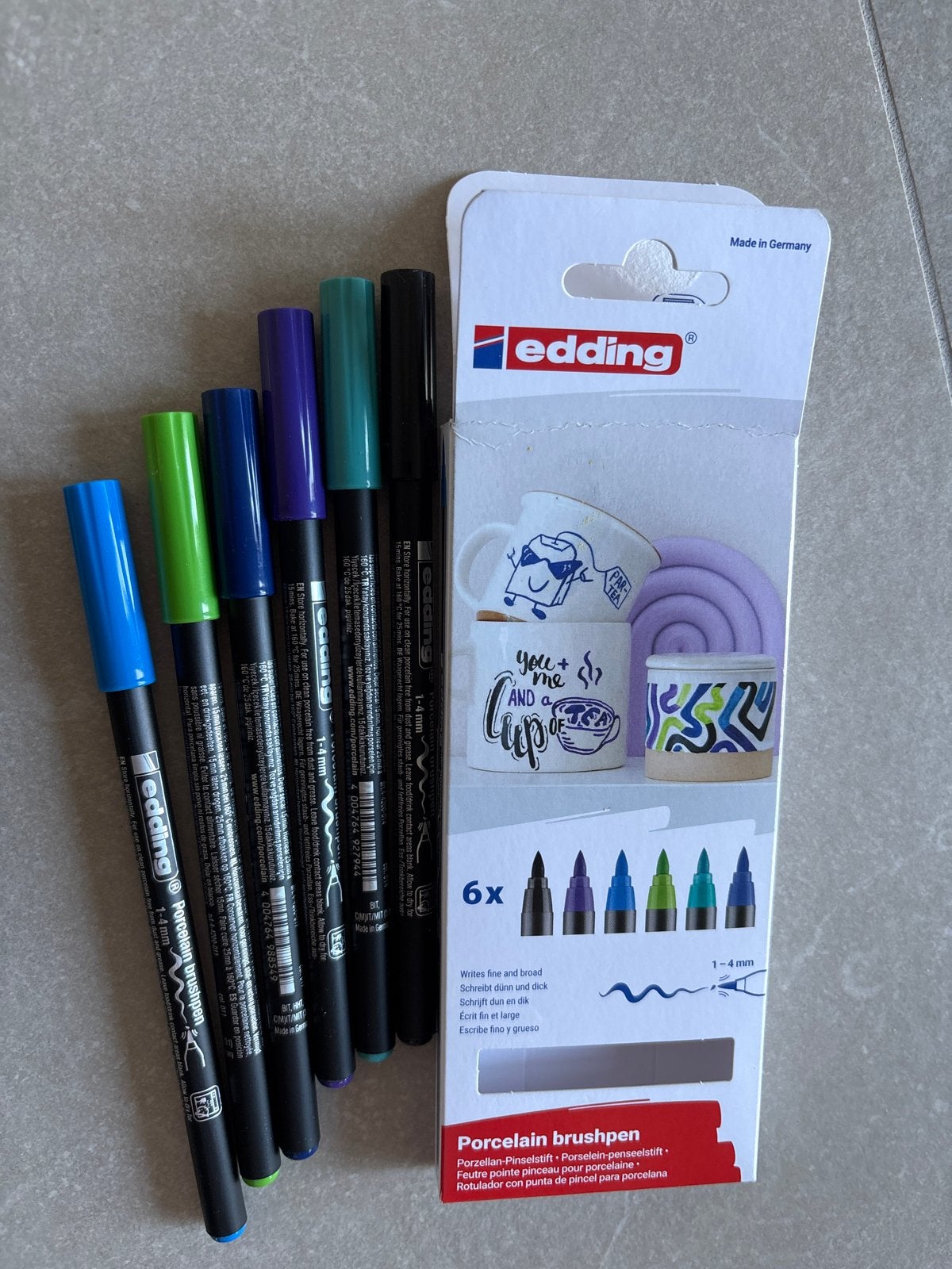 Edding Porselein Penseelstiften Set - 6 Kleuren, Hobby en Vrije tijd, Ophalen of Verzenden, Nieuw, Potlood of Stift
