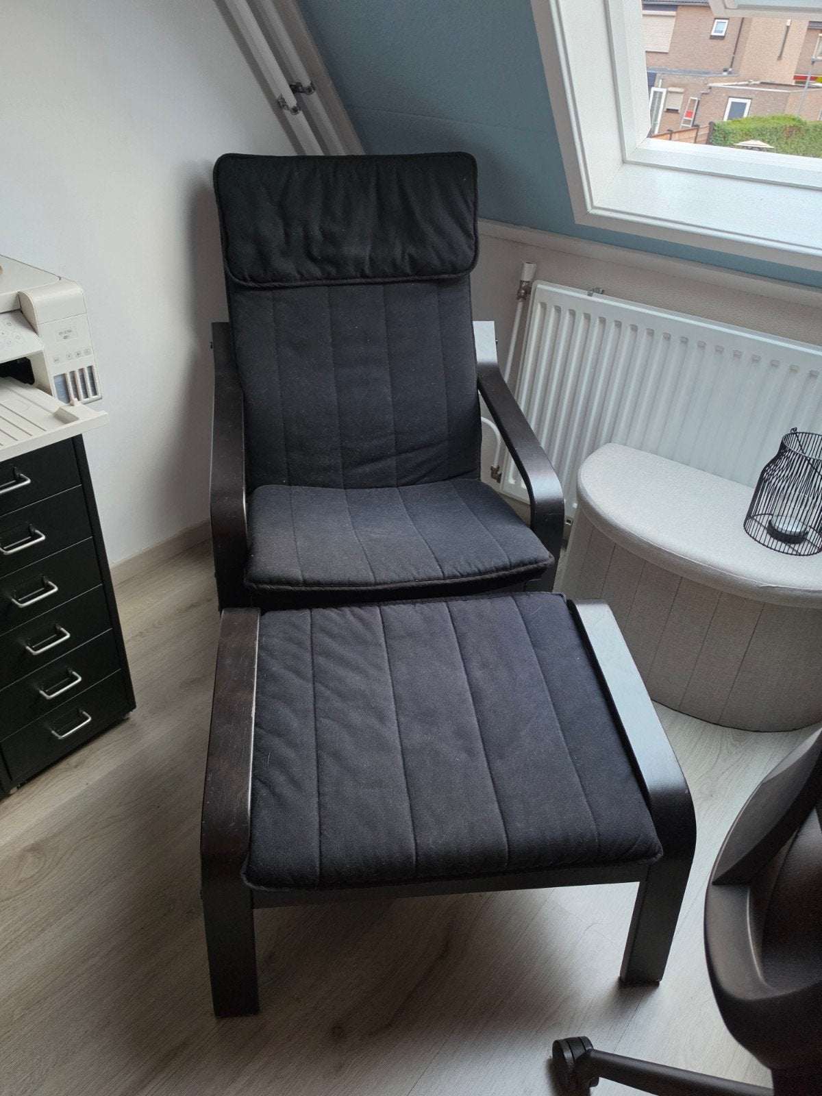 Ikea Poang met voetenbankje, Huis en Inrichting, Fauteuils, Ophalen, Minder dan 50 cm