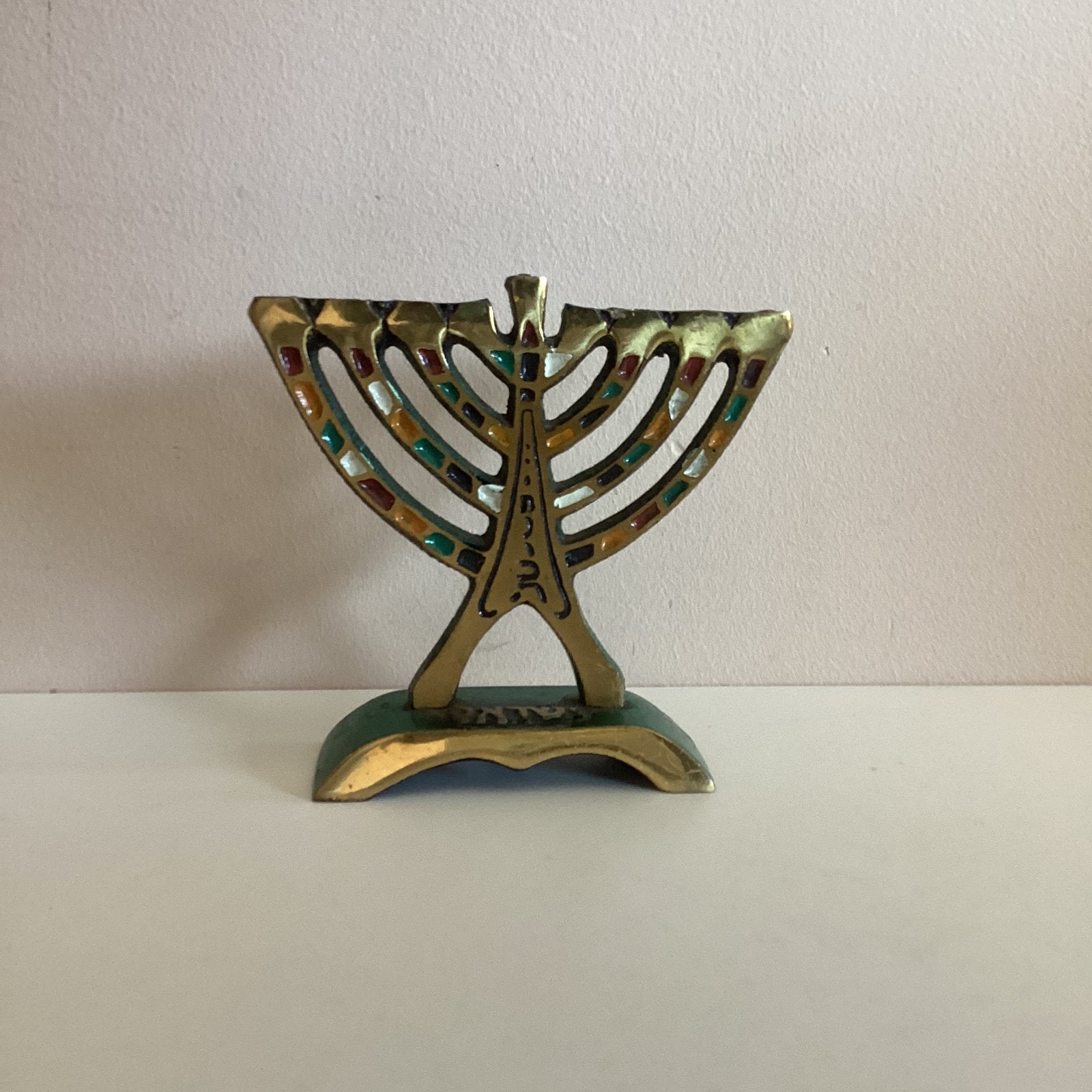 vintage massief messing Israëlische Chanoekia 10x10 cm, Ophalen of Verzenden, Koper of Brons
