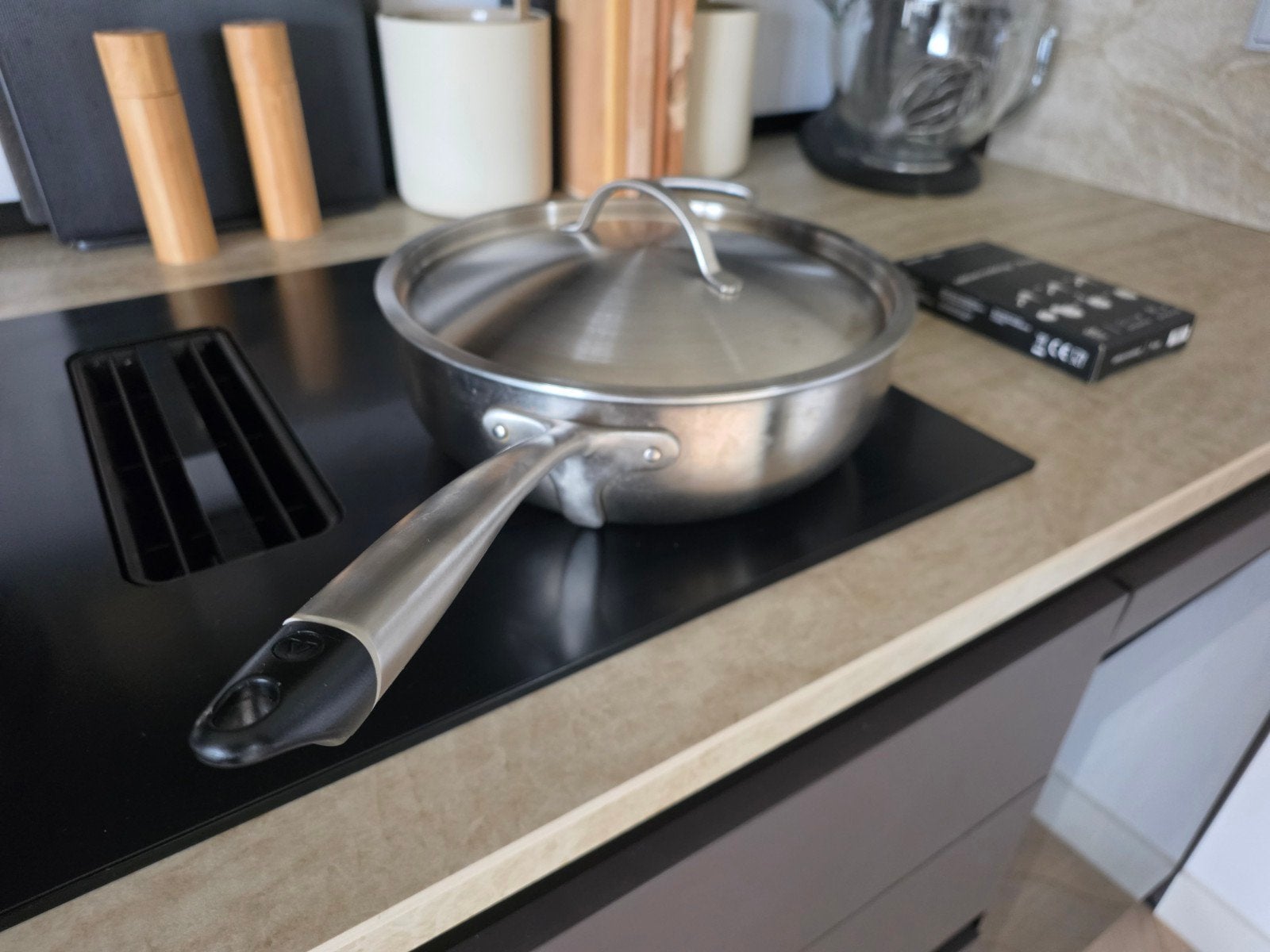 Atag Celsius Cooking hapjespan met deksel, Gebruikt, Ophalen of Verzenden, Rvs, Overige merken