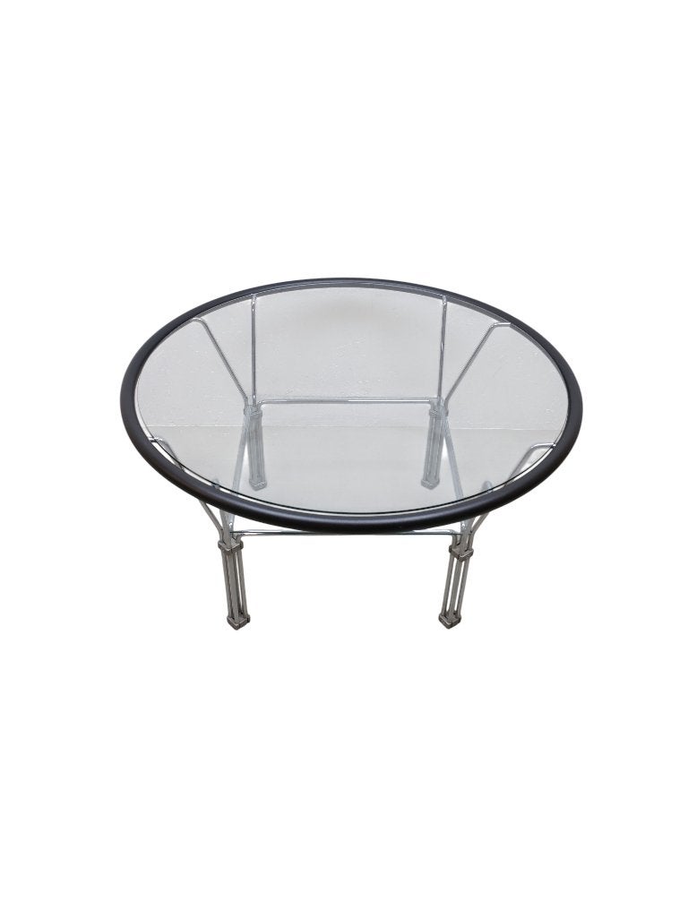 Industriële glazen salontafel uit de jaren 70, Ophalen, 50 – 75, Gebruikt, 50 tot 100 cm