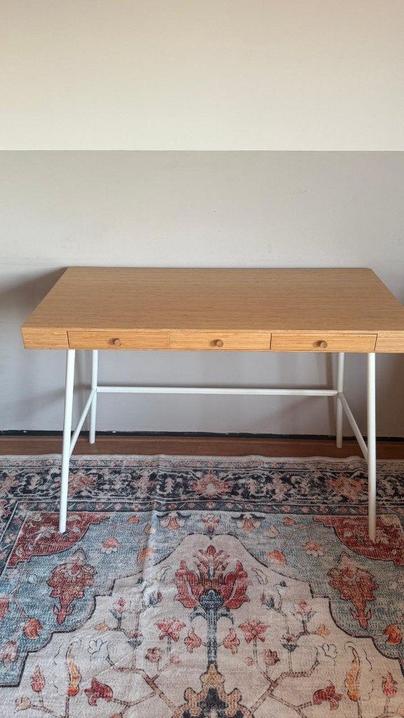 IKEA LILLÅSEN bureau bamboe 102x49 cm met 3 lades, Ophalen, Gebruikt, Scandinavisch, Hout