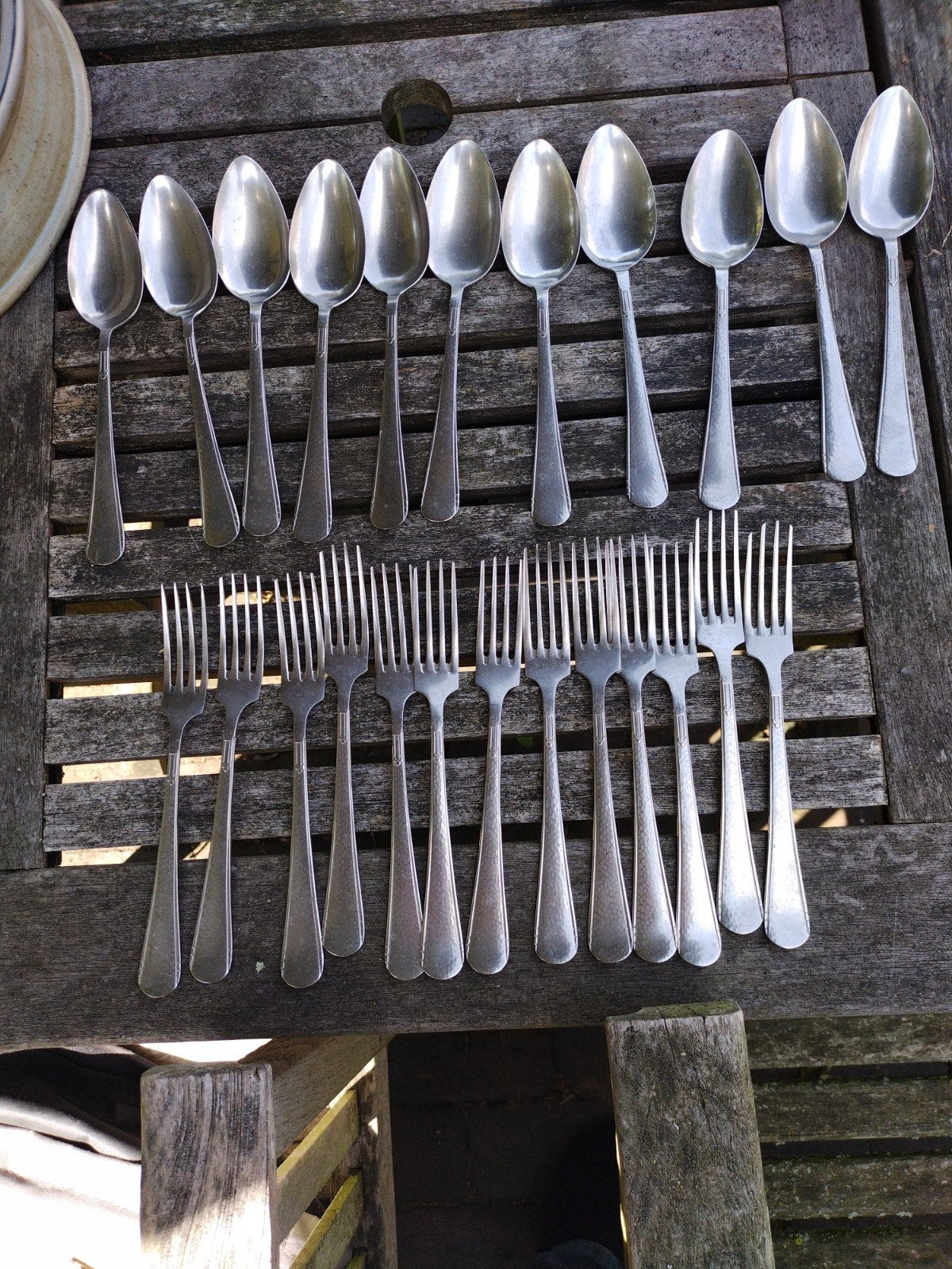 Gero zilmeta bestek 294 diner hamerslag kruidagel vork lepel, Antiek en Kunst, Ophalen of Verzenden