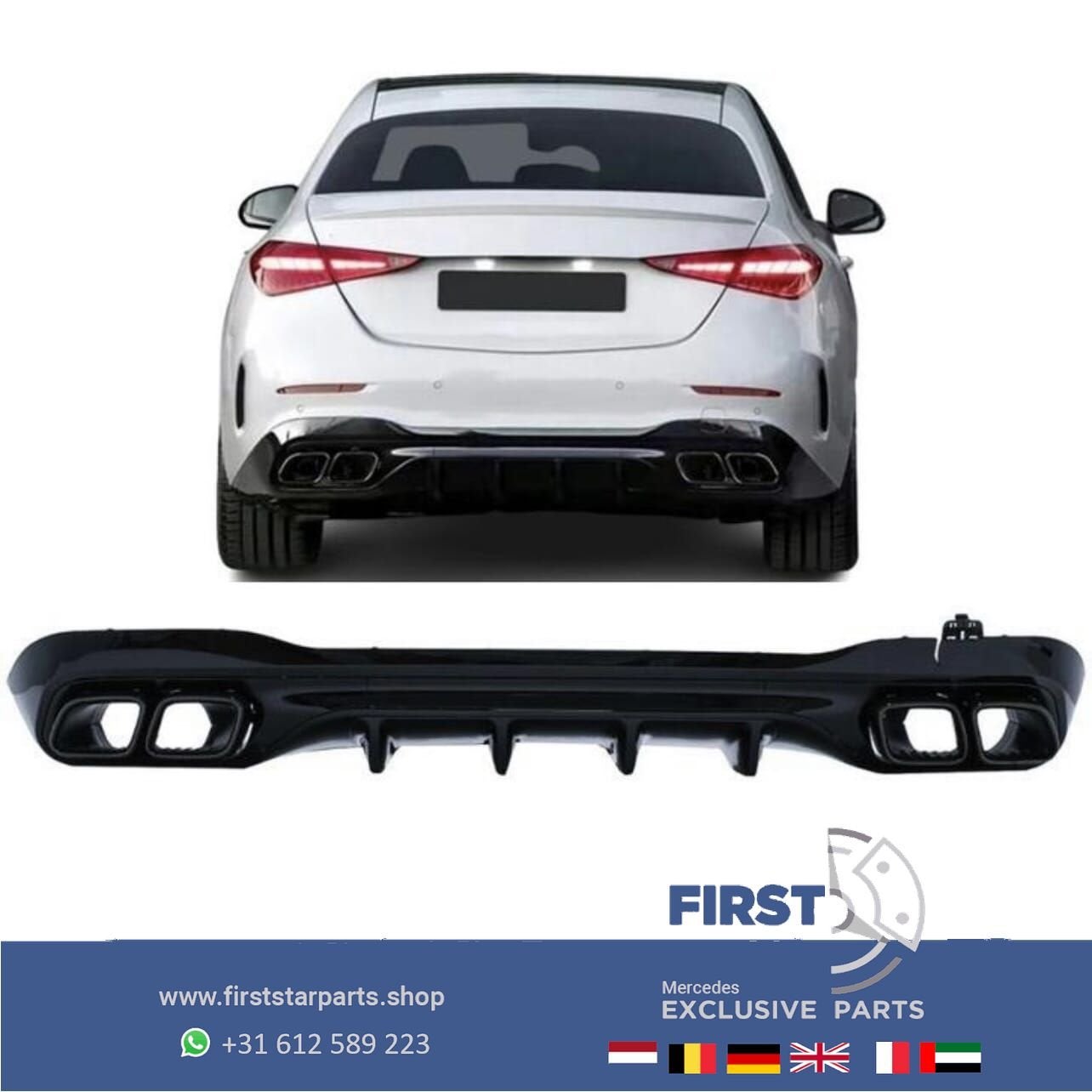 W206 S206 C63s AMG DIFFUSER + UITLAAT SIERSTUKKEN C63 voor M, Gebruikt, -, Ophalen of Verzenden, -